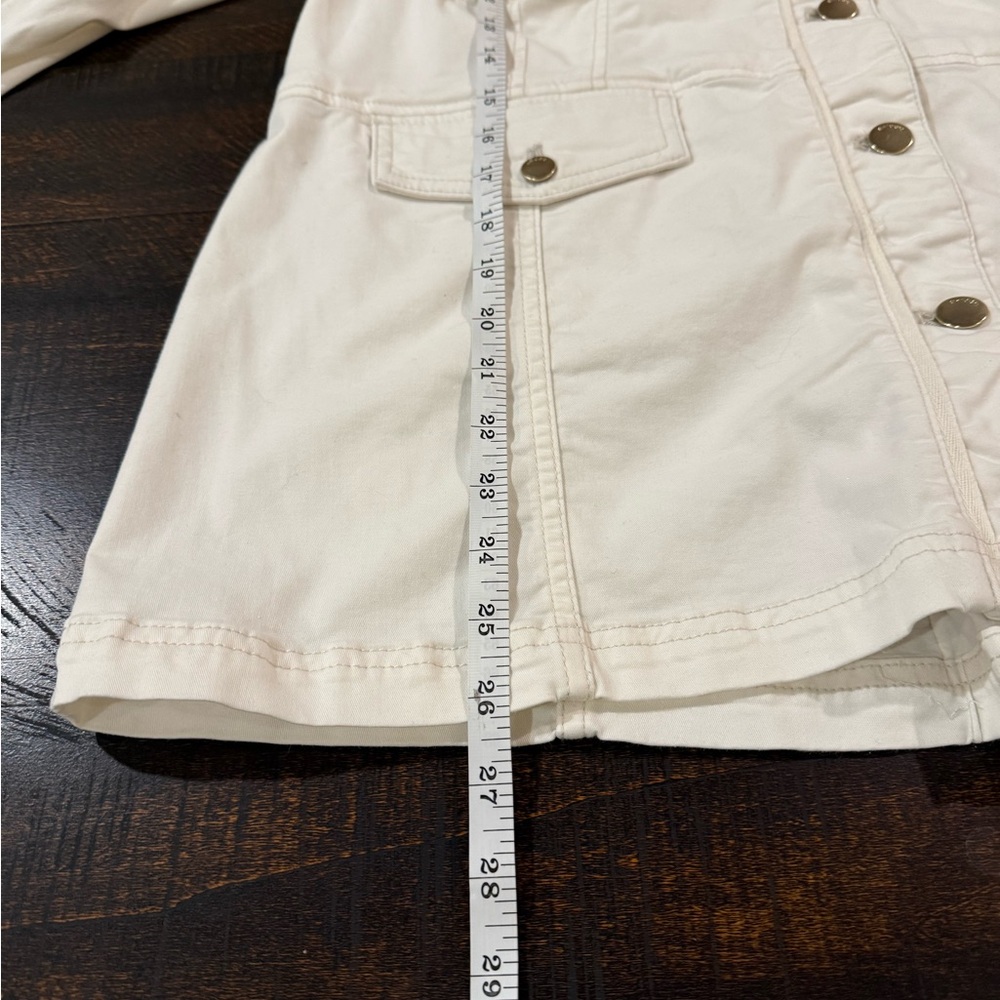 Chico’s White Safari Utility Jacket Cargo Button Front Stretch Large 12 /14 - Picture 6 of 8